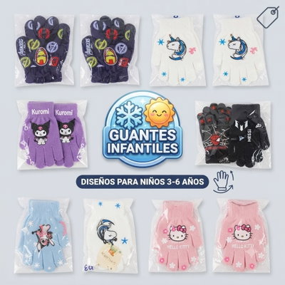GUANTE INFANTIL DISEÑOS 3 A 6 AÑOS