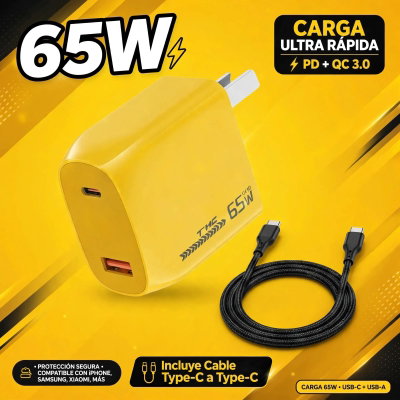 CARGADOR CEL TIME 65W CC-59151 C/RAPIDA