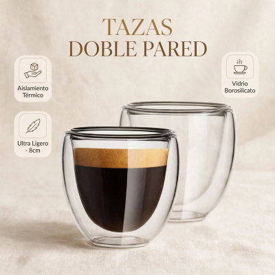 VASO DE VIDRIO DOBLE CAPA 150ML