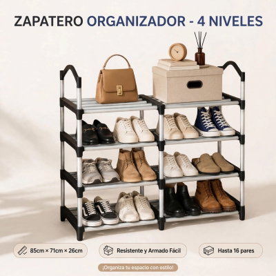 ORGANIZADOR DE ZAPATOS DOBLE 4 NIVELES