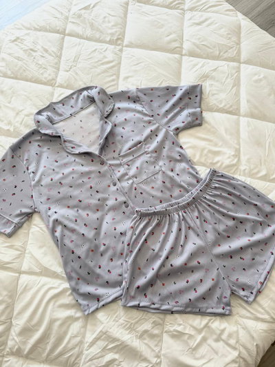 CAMISERO CORTO FLORES CELESTE -MORLEY-