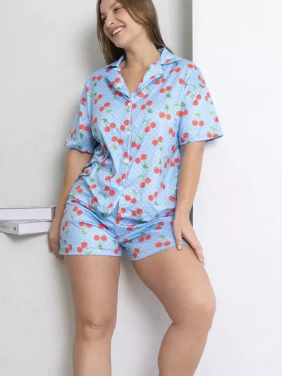 CAMISERO CORTO CHERRY CELESTE -MODAL SOFT-