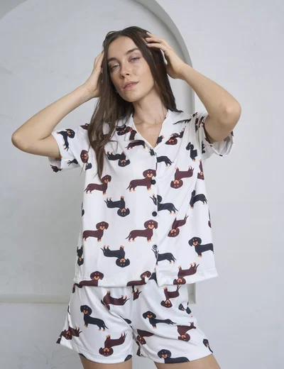 CAMISERO CORTO PERRO SALCHICHA -MODAL SOFT-