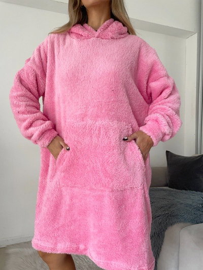 MAXI BUZO MANTA CORDERITO - ROSA CHICLE -