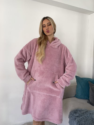 MAXI BUZO MANTA CORDERITO - ROSA VIEJO -