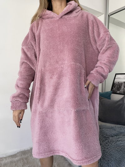 MAXI BUZO MANTA CORDERITO - ROSA VIEJO -