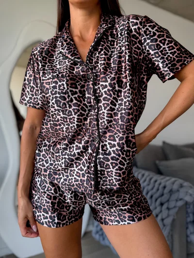 CAMISERO CORTO ANIMAL PRINT -SATEN-