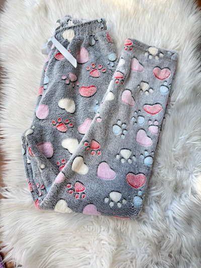 PANTALON POLAR SOFT LUMI CORAZONES Y HUELLITAS - GRIS -