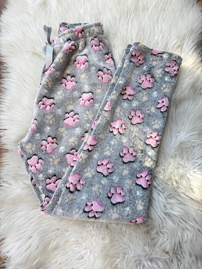 PANTALON POLAR SOFT LUMI HUELLITAS ROSAS - GRIS -