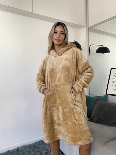 MAXI BUZO MANTA CORDERITO - CAMEL -
