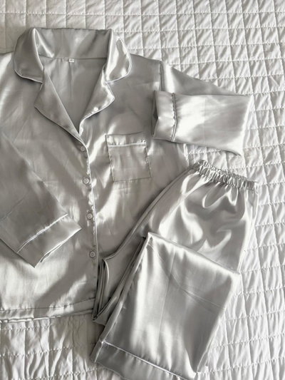 CAMISERO LARGO GRIS - SATEN- 