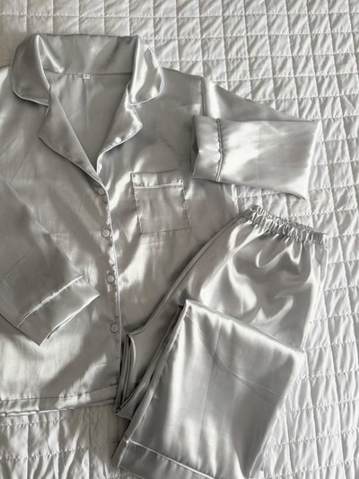 CAMISERO LARGO GRIS - SATEN- 