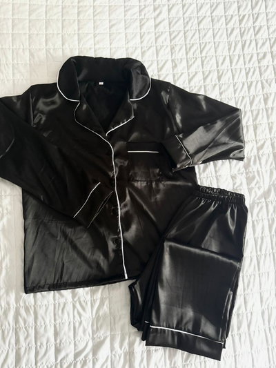 CAMISERO LARGO NEGRO - SATEN- 