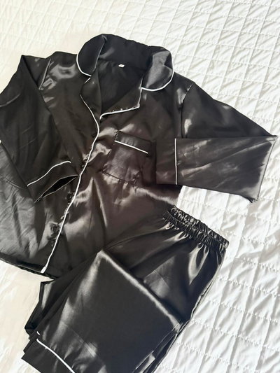 CAMISERO LARGO NEGRO - SATEN- 