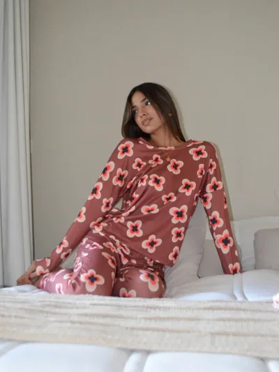 LARGO MARRON FLORES - MANGA LARGA -