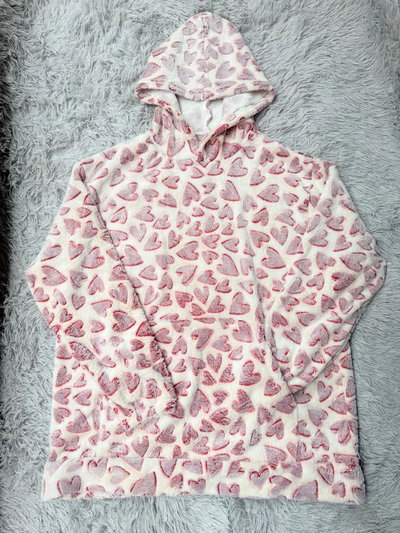 MAXI BUZO POLAR SOFT CORAZONES - BLANCO -