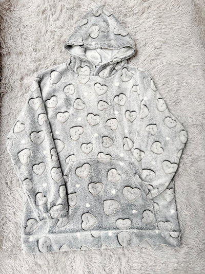 MAXI BUZO POLAR SOFT CORAZONES CARAS - GRIS- 