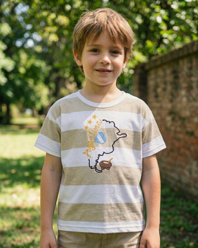 REMERA ARGENTINA KIDS MAPA - BEIGE - 