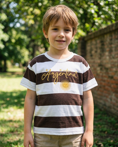 REMERA ARGENTINA KIDS SOL DE MAYO - CHOCOLATE - 