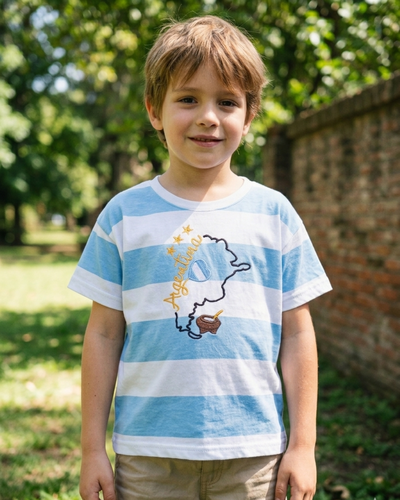 REMERA ARGENTINA KIDS MAPA - CELESTE -