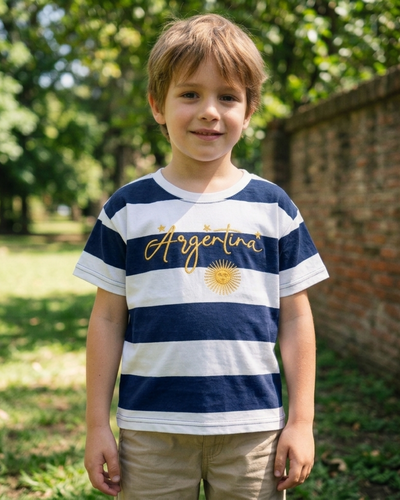 REMERA ARGENTINA KIDS SOL DE MAYO - AZUL -