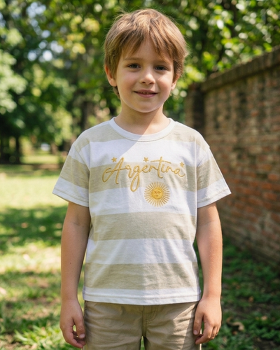 REMERA ARGENTINA KIDS SOL DE MAYO - BEIGE -