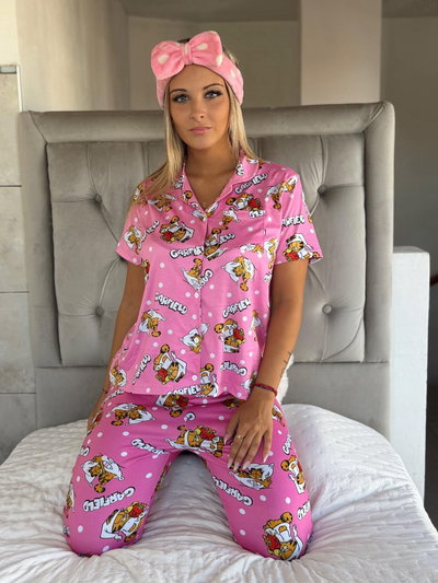 CAMISERO LARGO GARFIELD ROSA -MODAL SOFT-