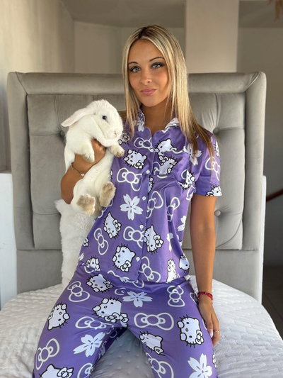 CAMISERO LARGO KITTY -MODAL SOFT-