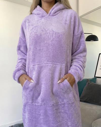 MAXI BUZO MANTA CORDERITO - LILA -