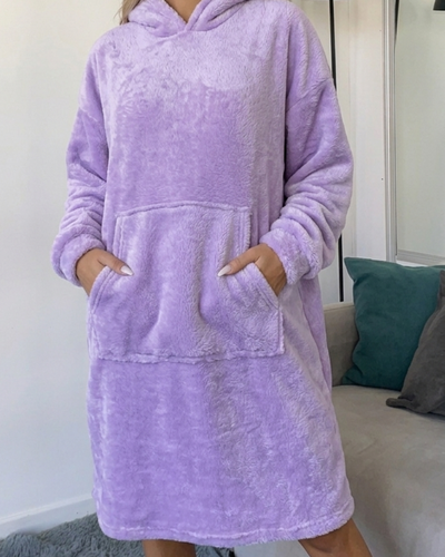 MAXI BUZO MANTA CORDERITO - LILA -