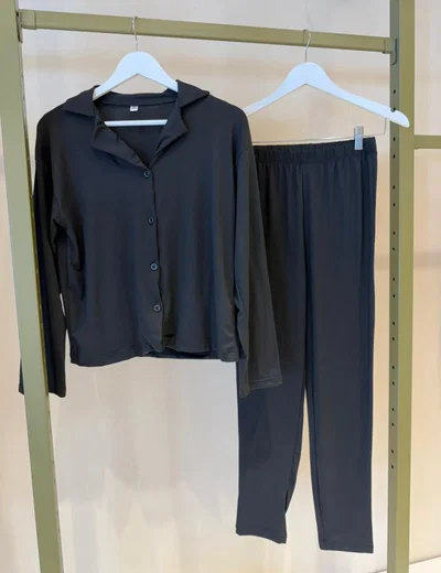 CAMISERO LARGO NEGRO DIOR - MODAL SOFT- 
