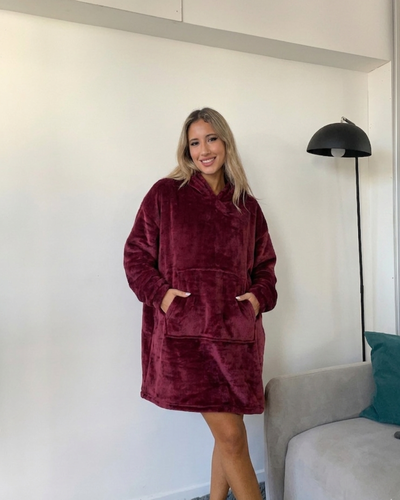 MAXI BUZO MANTA CORDERITO - BORDO -
