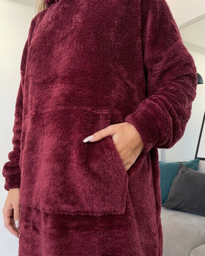 MAXI BUZO MANTA CORDERITO - BORDO -