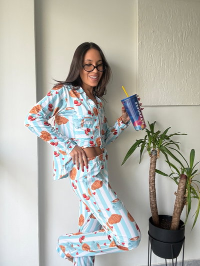 CAMISERO LARGO BREAKFAST CELESTE - MANGA LARGA -