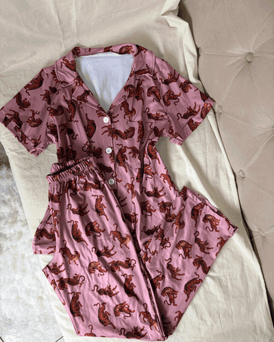 CAMISERO LARGO ROSA TIGRES - MANGA CORTA -