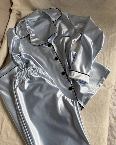 CAMISERO SATEN PREMIUM - CELESTE -