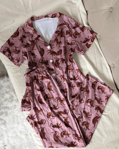 CAMISERO LARGO ROSA TIGRES - MANGA CORTA -
