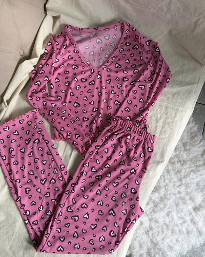 PIJAMA PILI - ROSA CORAZONES -