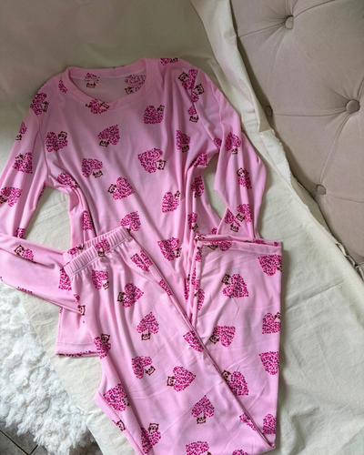 PIJAMA NUBE - CORAZON GATITO ROSA -
