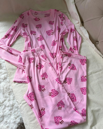 PIJAMA NUBE - CORAZON GATITO ROSA -