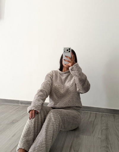 CONJUNTO POLAR SOFT TRENZADO GRIS