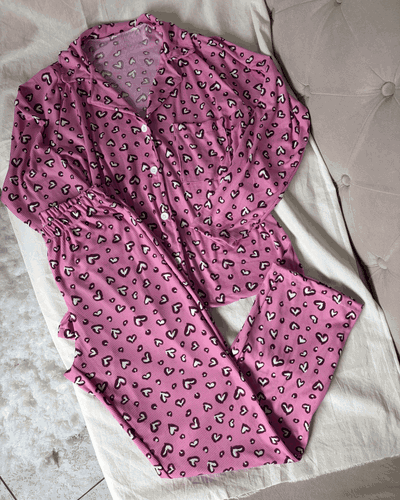 CAMISERO LARGO ROSA CORAZONES - MANGA LARGA -