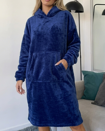 MAXI BUZO MANTA CORDERITO - AZUL -