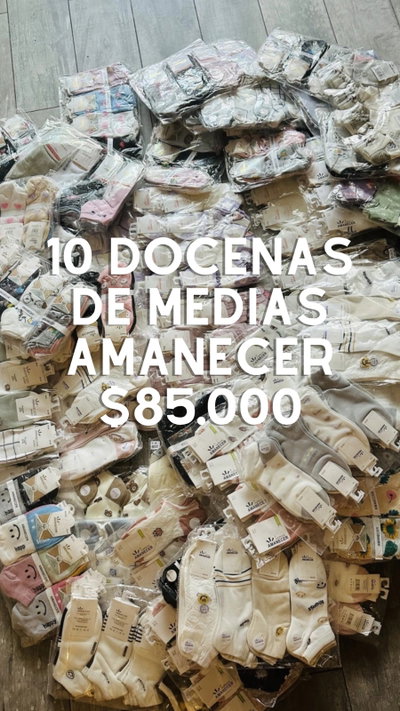 10 DOCENAS SURTIDAS DE MEDIAS SOQUETES AMANECER 
