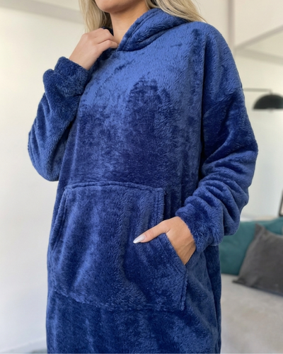 MAXI BUZO MANTA CORDERITO - AZUL -