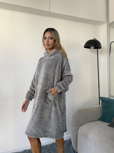 MAXI BUZO MANTA CORDERITO - GRIS -
