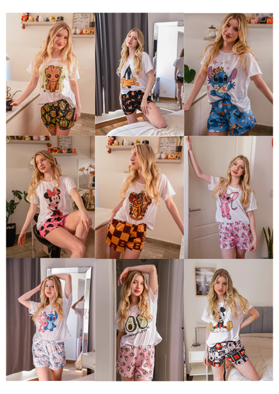 DOCENA SURTIDA DE PIJAMAS CORTOS ANIMADOS