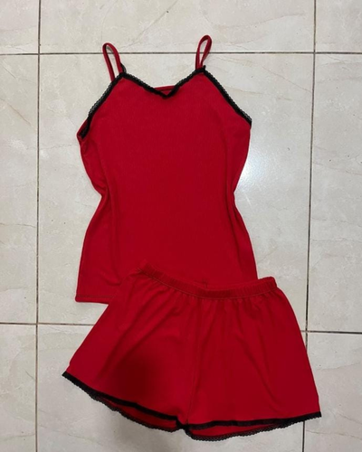 PIJAMA CORTO MORLEY LISO ROJO