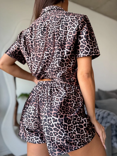 CAMISERO CORTO SATEN ANIMAL PRINT