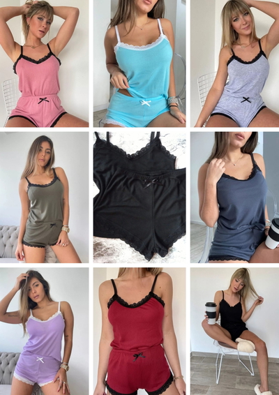 PACKS SURTIDOS PIJAMA CORTO MORLEY LISO ENCAJE